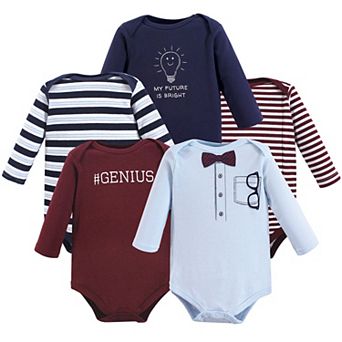 Little Treasure Baby Boy Cotton Long-Sleeve Bodysuits 5 pk Genius, 3-6 Months