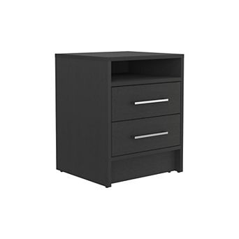 DEPOT E-SHOP Leyva Nightstand, Two Drawers, Superior Top, Black