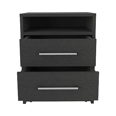 DEPOT E-SHOP Leyva Nightstand, Two Drawers, Superior Top, Black