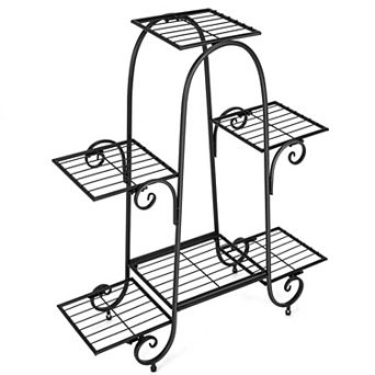 6 tier Plant Shelf Stand Metal Vertical Plant Holder for Indoor Corner Balcony Garden