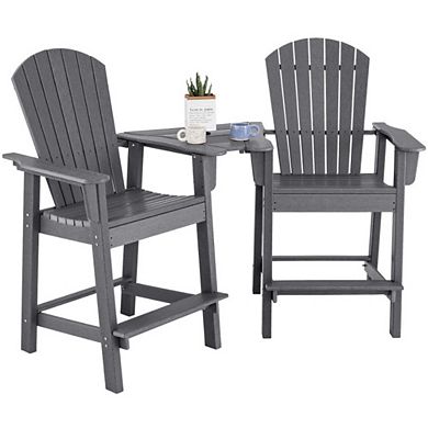 Hivvago 2 Pieces Hdpe Tall Adirondack Chair With Middle Connecting Tray