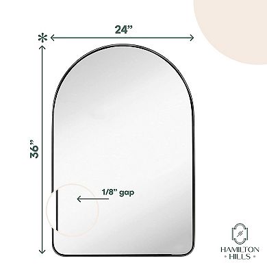 24x36 Inch Brushed Black Metal Framed Mirror Hanging Wall Mounted Mirror