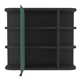DEPOT E-SHOP Roma Mirrored Medicine Cabinet, Six External Shelves, Three Interior Shelves, Black