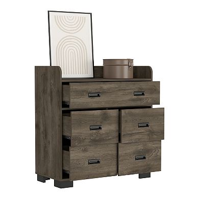 DEPOT E-SHOP Neptune Dresser, Four Drawers, Four Legs, Superior Top, Dark Brown