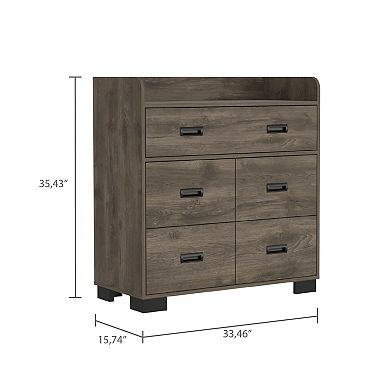 DEPOT E-SHOP Neptune Dresser, Four Drawers, Four Legs, Superior Top, Dark Brown