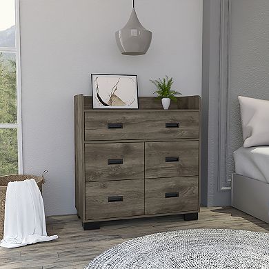 DEPOT E-SHOP Neptune Dresser, Four Drawers, Four Legs, Superior Top, Dark Brown