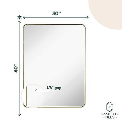 30x40 Inch Metal Gold Frame Mirror For Bathroom Brushed Rectangular