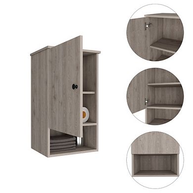 DEPOT E-SHOP Arya Medicine Single Door Cabinet, One Shelf, Two Interior Shelves, Light Gray