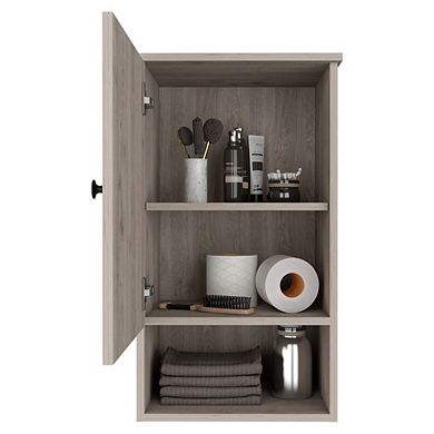 DEPOT E-SHOP Arya Medicine Single Door Cabinet, One Shelf, Two Interior Shelves, Light Gray