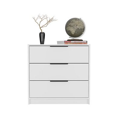 DEPOT E-SHOP Egeo 3 Drawers Dresser, Superior Top, White