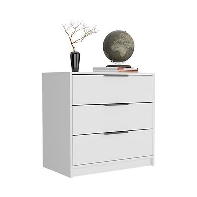 DEPOT E-SHOP Egeo 3 Drawers Dresser, Superior Top, White