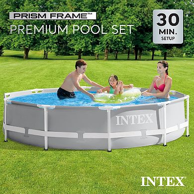 Intex 10'x30" Prism Metal Frame Round Outdoor Above Ground Swimming Pool,No Pump