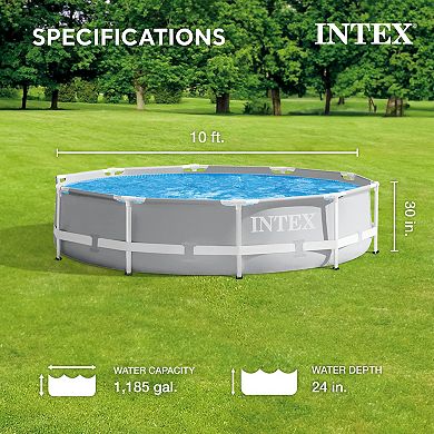 Intex Prism Metal Frame Round Outdoor Above Ground Swimming Pool,No Pump