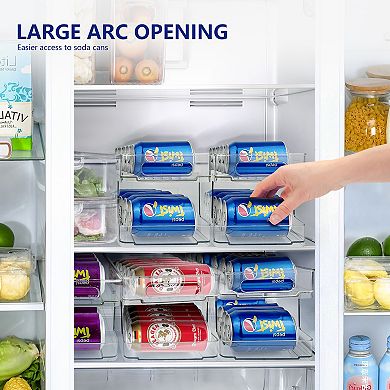 Clear Soda Can Organizer Holder for Refrigerator w Lid Top Storage Holds