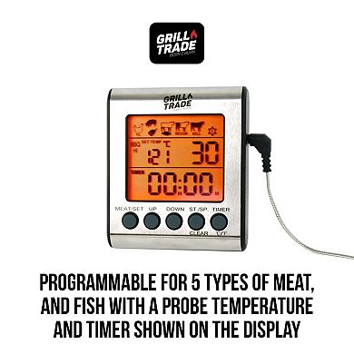 Instant Digital Meat Thermometer With Probe, Electric Meat Temperature Probe For Grill Or Bbq Smoker