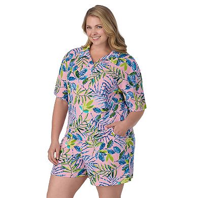 Plus Size Cuddl Duds® Short Sleeve Sleep Sweatshirt & Bermuda Shorts Set