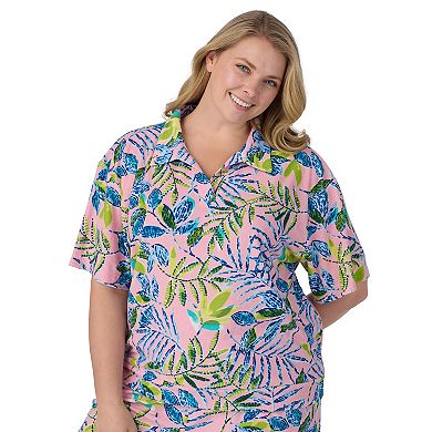 Plus Size Cuddl Duds® Short Sleeve Sleep Sweatshirt & Bermuda Shorts Set