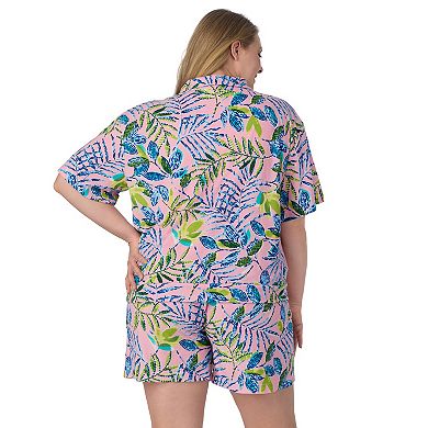 Plus Size Cuddl Duds® Short Sleeve Sleep Sweatshirt & Bermuda Shorts Set