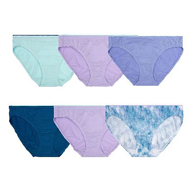 Women's Fruit of the Loom® Breathable Micro-Mesh Bikini Panty 6-Pack Set 6DBMBKK