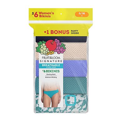 Women's Fruit of the Loom® Breathable Micro-Mesh Bikini Panty 6-Pack Set 6DBMBKK
