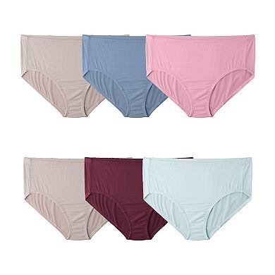 Women's Fruit of the Loom® Breathable Cooling Striped Brief Panty 6-Pack Set 6DBCSBRK