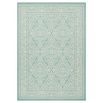 Sonoma Goods For Life® Aqua Classic Medallion Border Indoor/Outdoor Area Rugs