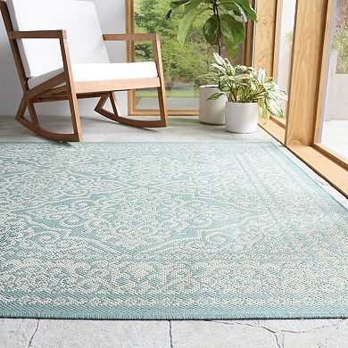 Sonoma Goods For Life® Aqua Classic Medallion Border Indoor/Outdoor Area Rugs