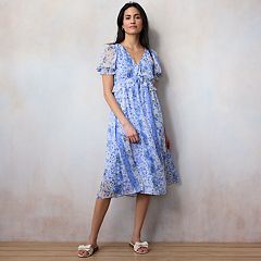 Mid-length dress Lauren Conrad Blue size S International in Cotton -  28932066