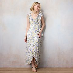 KOJOOIN Plus Size Long Sleeve Maxi Dress for Women V Neck Empire