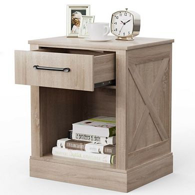Hivvago Compact Nightstand With Drawer And Shelf