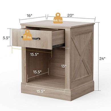 Hivvago Compact Nightstand With Drawer And Shelf