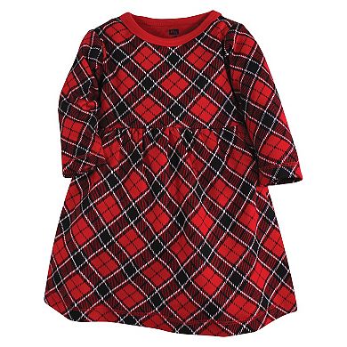 Hudson Baby Infant and Toddler Girl Cotton Dresses, Black Red Plaid