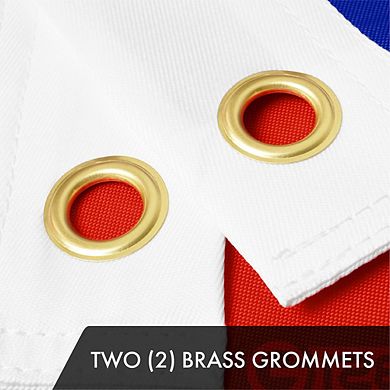 G128 3x5ft 2PK Costa Rica Embroidered 300D Polyester Brass Grommets Flag
