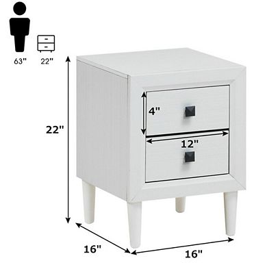 Hivvago 2 Pieces Multipurpose Retro Nightstand Set With 2 Drawers