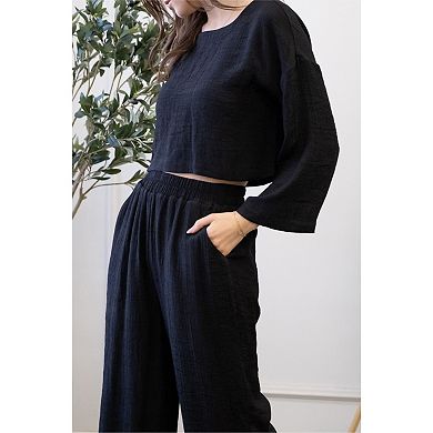 August Sky Women's Extended Shoulder Crop Top