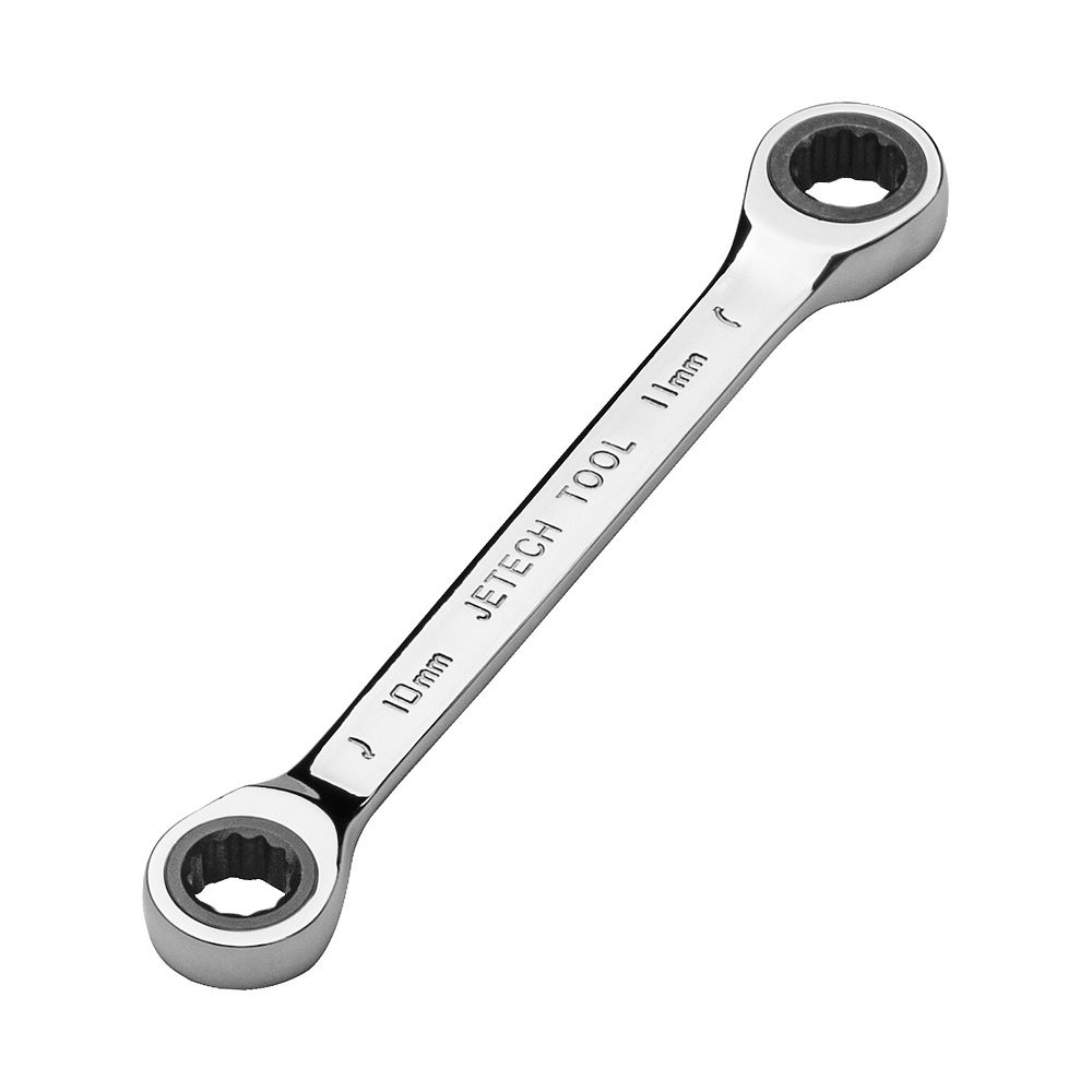 14mm X 15mm Double Box End Ratcheting Wrench Set, 72-Tooth 12-Point CR-V Steel Spanner For Tight Spaces
