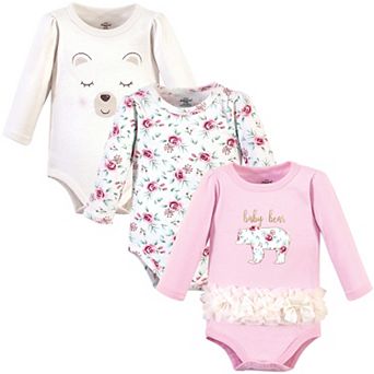 Little Treasure Baby Girl Cotton Long-Sleeve Bodysuits 3 pk Floral Baby Bear