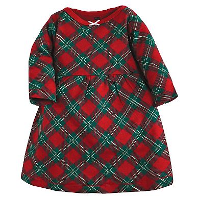 Hudson Baby Infant and Toddler Girl Cotton Dresses, Christmas Plaid