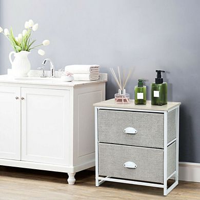 Hivvago Metal Frame Nightstand Side Table Storage With 2 Drawers - Grey