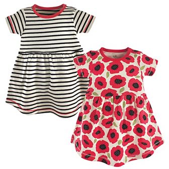 Touched by Nature Baby and Toddler Girl Organic Cotton Short-Sleeve Dresses 2 pk Poppy