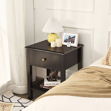 Hivvago Nightstand End Table With Drawer And Shelf