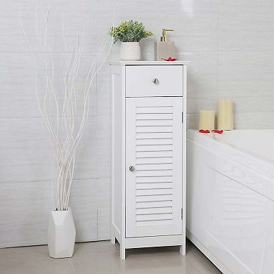 Hivvago White Narrow Floor Standing Cabinet For Bathroom