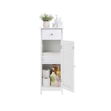 Hivvago White Narrow Floor Standing Cabinet For Bathroom