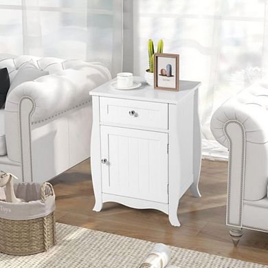 Hivvago Nightstand With Drawer Cabinet And Curved Legs For Bedroom