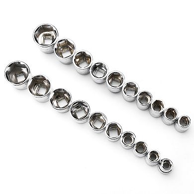 MAXPOWER 3/8 Inch Drive Socket Wrench Set, Metric and SAE, 21PCS