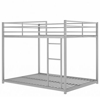 Merax Full over Full Metal Bunk Bed, Low Bunk Bed with Ladder