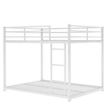 Merax Full over Full Metal Bunk Bed, Low Bunk Bed with Ladder