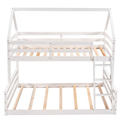 Merax Twin over Full House Bunk Bed with Built-in Ladder