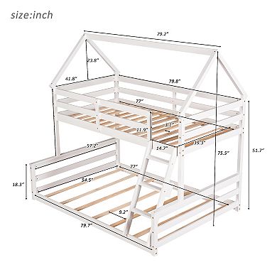 Merax Twin over Full House Bunk Bed with Built-in Ladder