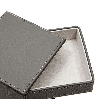 4 Layer Rotating Jewelry Organizer, Leather Portable Earring Holder Boxes 4x5”